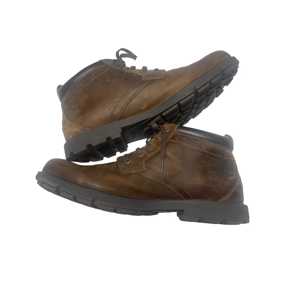 Rockport Storm Surge Waterproof Brown Leather Plain Toe Boots Men's 15